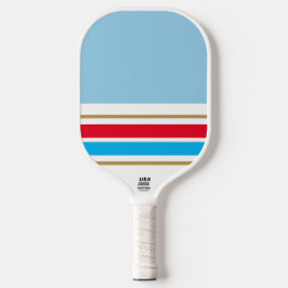 Sporty Pastel Blue Bright Sky Red Racing Streifen Pickleball Schläger