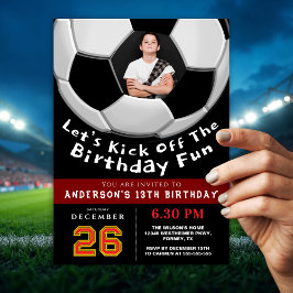 Sporty Photo Birthday Invitation For Boys | Soccer Einladung