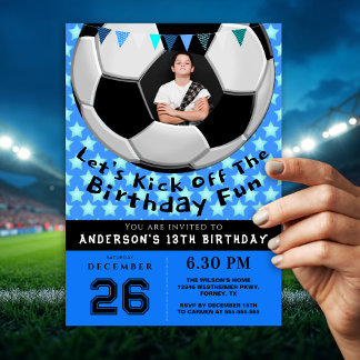 Sporty Photo Birthday Party Invitation | Soccer Einladung