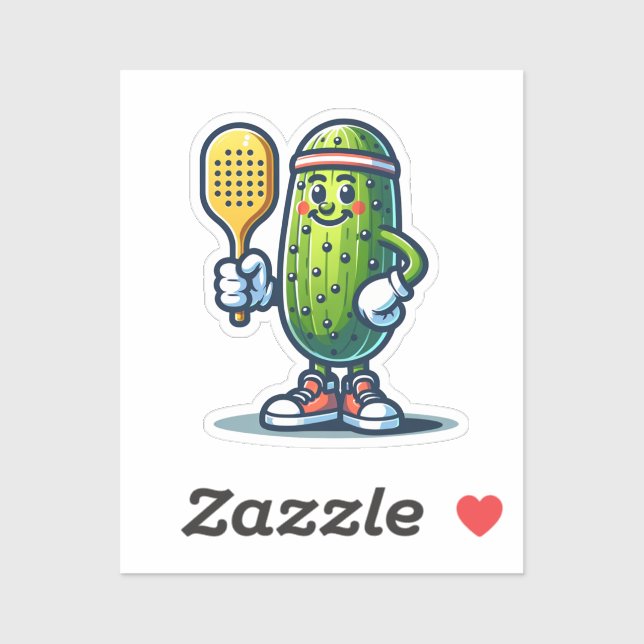 SPORTY PICKLE - Pickleball Mascot Court Player Fun Aufkleber (Blatt)