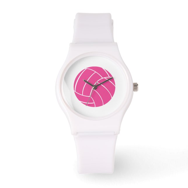 Sporty Pink Volleyball Armbanduhr (Vorderseite)