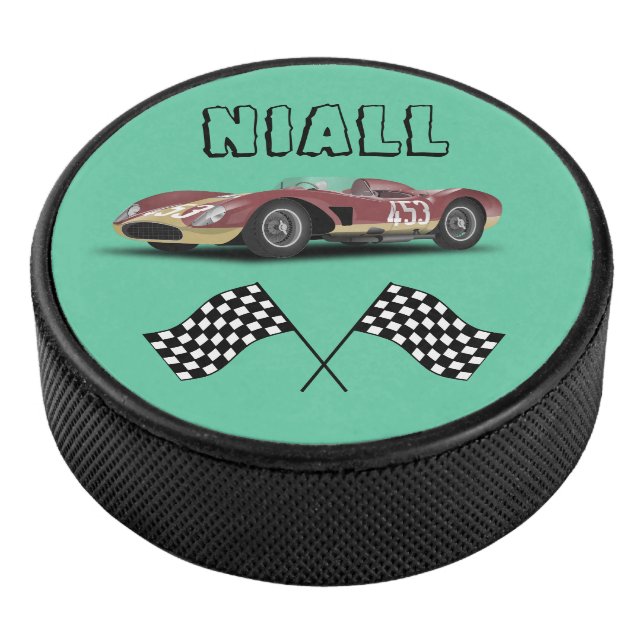 Sporty Race Car Personalisiert Eishockey Puck (3/4)
