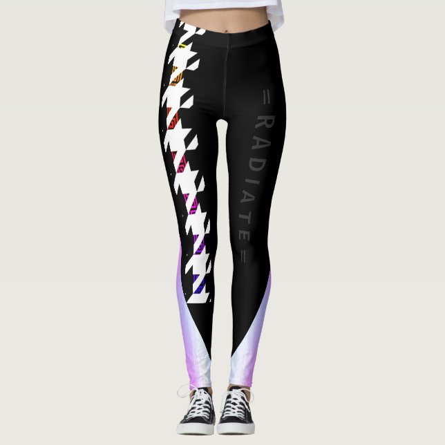 Sporty Rainbow Griechisches Key Hahnentrittmuster  Leggings (Vorderseite)