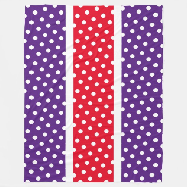 Sporty Red Royal Lila White Polka Dots Streifen Fleecedecke (Vorderseite)