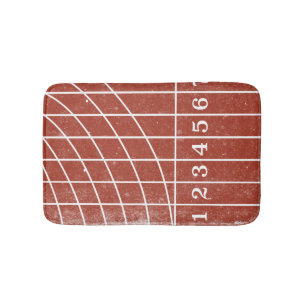 Sporty Red Running Track Bath Mat Badematte