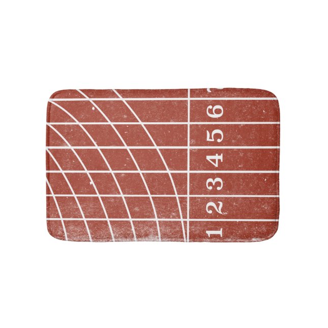 Sporty Red Running Track Bath Mat Badematte (Vorderseite)