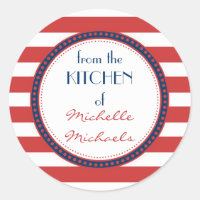 Sporty Red White Blue Stripes Monogramm