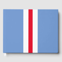 Sporty Red White vertikale Streifen auf hellblau Gästebuch