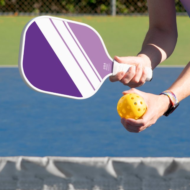 Sporty Royal Lila Lavender White Racing Stripes Pickleball Schläger (InSitu)