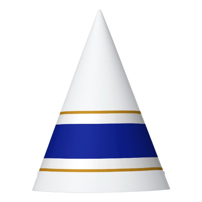 Sporty Royal Navy Blue White Brown Racing Stripes Partyhütchen (Vorderseite)