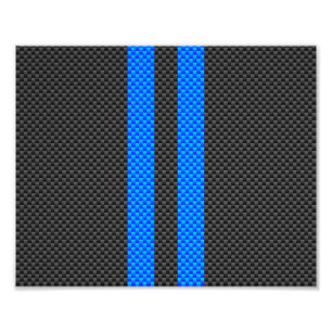 Sporty Sky Blue Carbon Fibre Racing Stripes Fotodruck