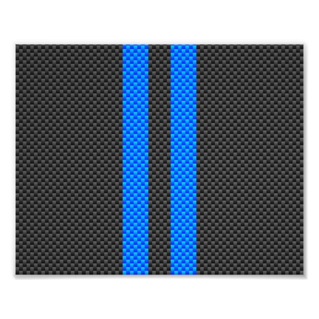 Sporty Sky Blue Carbon Fibre Racing Stripes Fotodruck