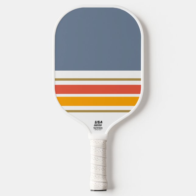 Sporty Slate White Orange Gelbe Streifen Pickleball Schläger (Vorderseite)