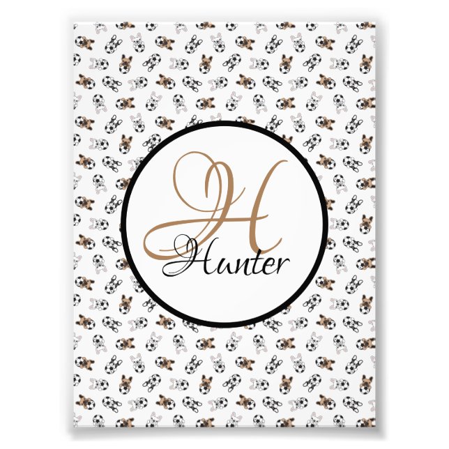 Sporty Soccer Puppies Mit Monogramm Fotodruck (Vorne)