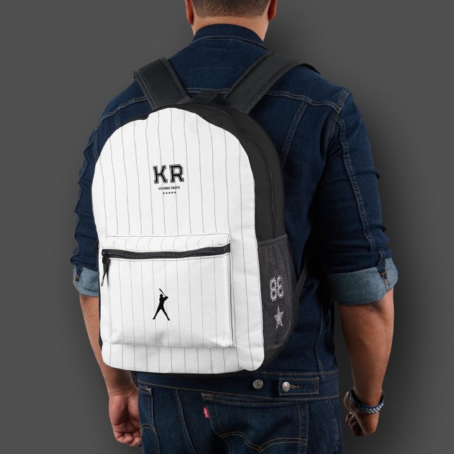 Sporty Stylish Baseball Schwarz-weiß Stripes Bedruckter Rucksack (Sporty Stylish Baseball Black White Stripes Printed Backpack
)