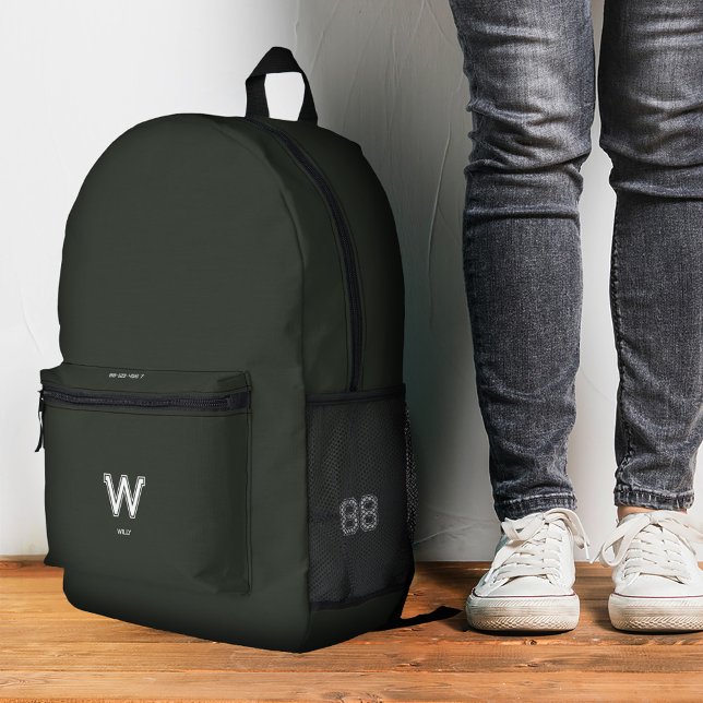 Sporty Stylish Dark Green Army Monogram Bedruckter Rucksack (Sporty Stylish Dark Green Army Monogram Printed Backpack
)