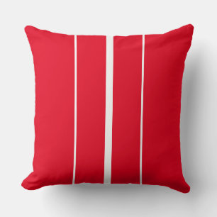 Sporty Stylish Fun Bright Red White Racing Stripes Kissen