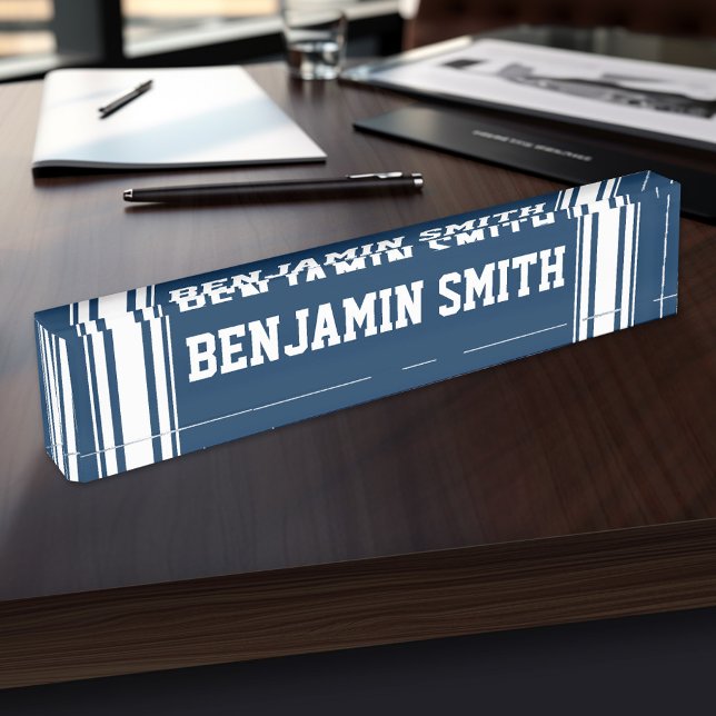 Sporty Team Jersey Streifen mit Individuelle Name Namensplakette (Personalized Sports Name Plate - Great for a Coach)