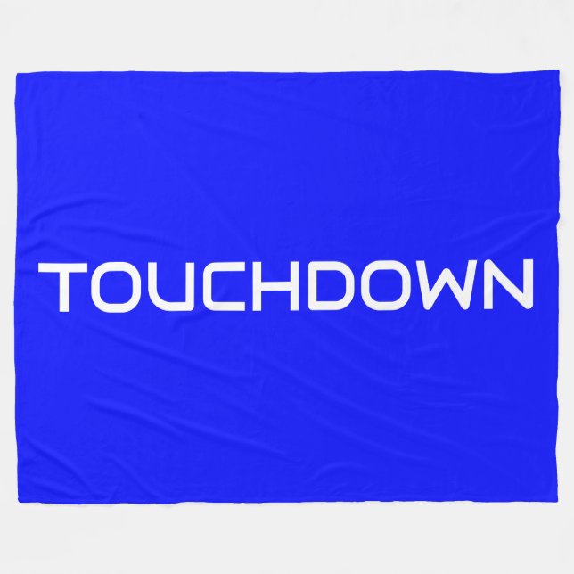 Sporty TOUCHDOWN Modern Text On Bold Royal Blue Fleecedecke (Vorderseite (Horizontal))