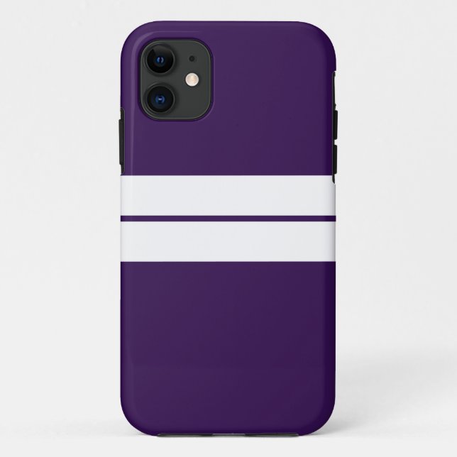 Sporty Twin White Racing Streifen auf dunklen Lila Case-Mate iPhone Hülle (Rückseite)