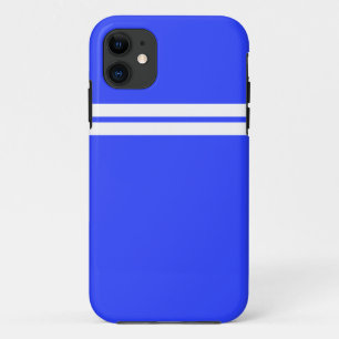 Sporty Twin White Racing Streifen auf Royal Blue Case-Mate iPhone Hülle