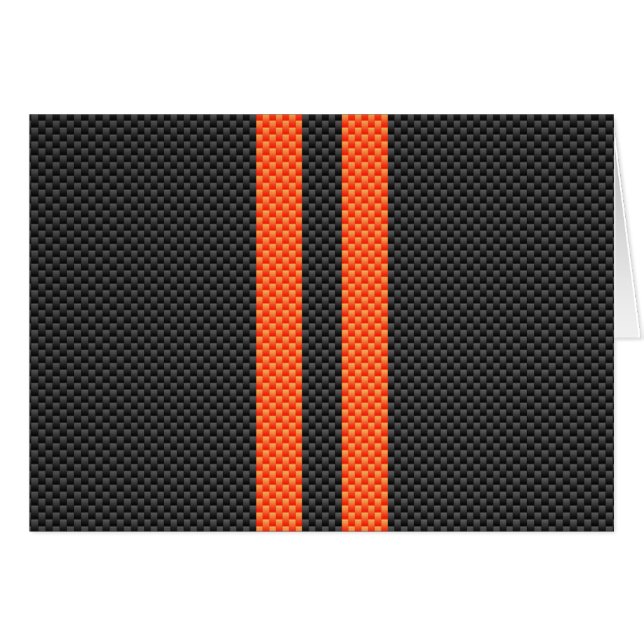 Sporty Vibrant Orange Stripes Carbon Fibre Style (Vorderseite (Horizontal))