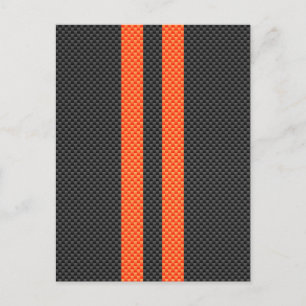 Sporty Vibrant Orange Stripes Carbon Fibre Style Postkarte