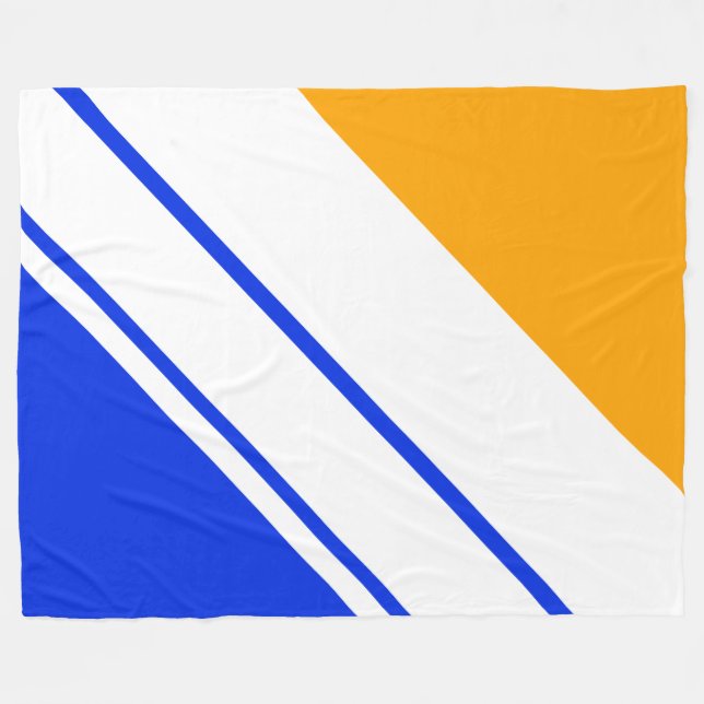 Sporty Vivid Blau Gelb Weiße Racing Streifen Fleecedecke (Vorderseite (Horizontal))