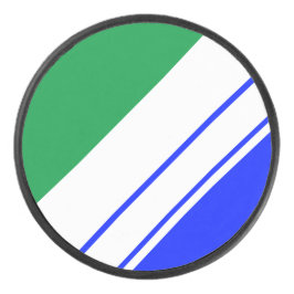Sporty Vivid Blue Green White Slant Racing Streife Eishockey Puck