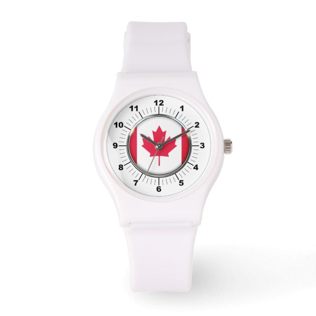 Sporty White Silicon Watch - Die Flagge von Frauen Armbanduhr (Vorderseite)