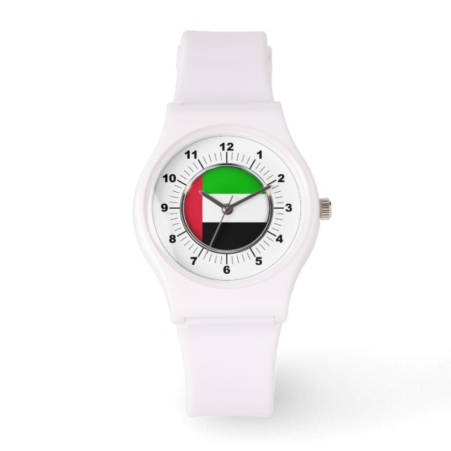 Sporty White Silicon Watch - Frauen-Emirates-Flagg Armbanduhr (Vorderseite)