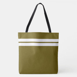 Sporty White Top Racing Streifen auf Golden Olive