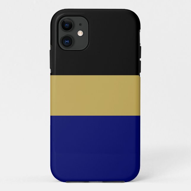 Sporty Wide Black Golden Brown Royal Blue Streifen Case-Mate iPhone Hülle (Rückseite)