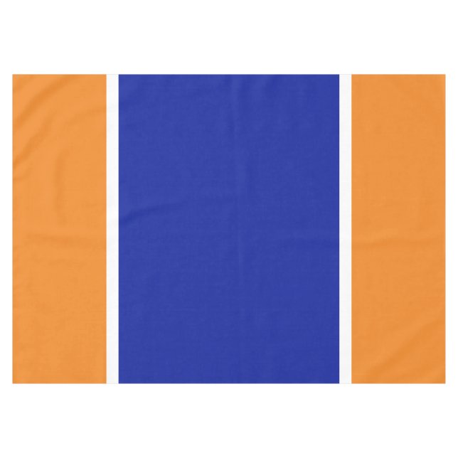 Sporty Wide Bold Royal Blue White Orange Stripes Tischdecke (Vorderseite (Horizontal))
