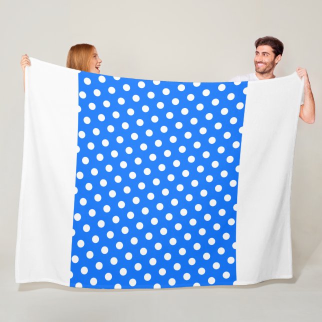Sporty Wide Bright Blue White Stripes Polka Dots Fleecedecke (Beispiel)