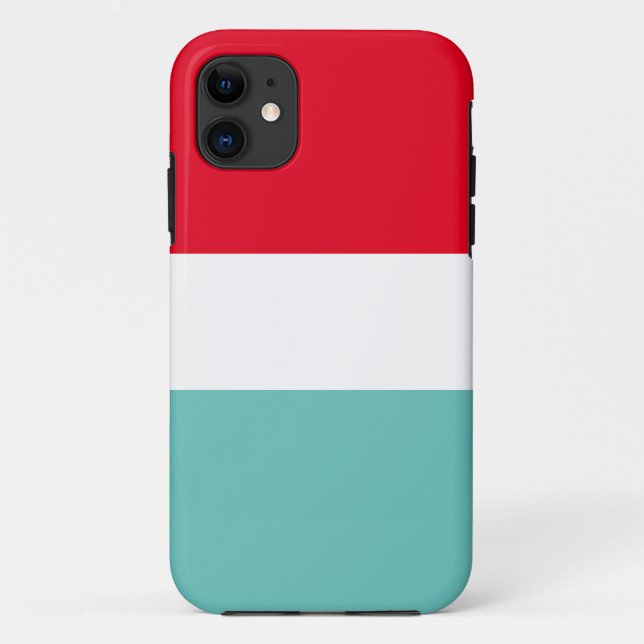 Sporty Wide Bright Red White Aqua Aquamarine Strei Case-Mate iPhone Hülle (Rückseite)