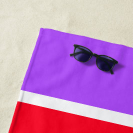 Sporty Wide Bright Red White Lila Racing Stripes Strandtuch