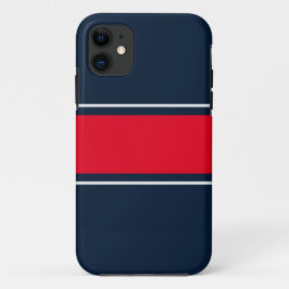 Sporty Wide Bright Red White Navy Racing Streifen Case-Mate iPhone Hülle