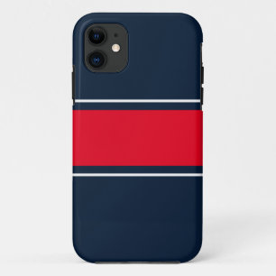 Sporty Wide Bright Red White Navy Racing Streifen Case-Mate iPhone Hülle