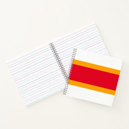 Sporty Wide Bright Red Yellow White Racing Streife Notizbuch