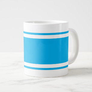 Sporty Wide Bright Sky Blue White Racing Streifen Jumbo-Tasse