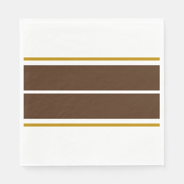 Sporty Wide Brown Twin Racing Streifen auf Weiß Serviette (Vorderseite)