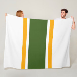 Sporty Wide Forest Green Yellow Racing Streifen Fleecedecke