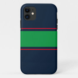 Sporty Wide Green Red Racing Strips auf der Marine Case-Mate iPhone Hülle