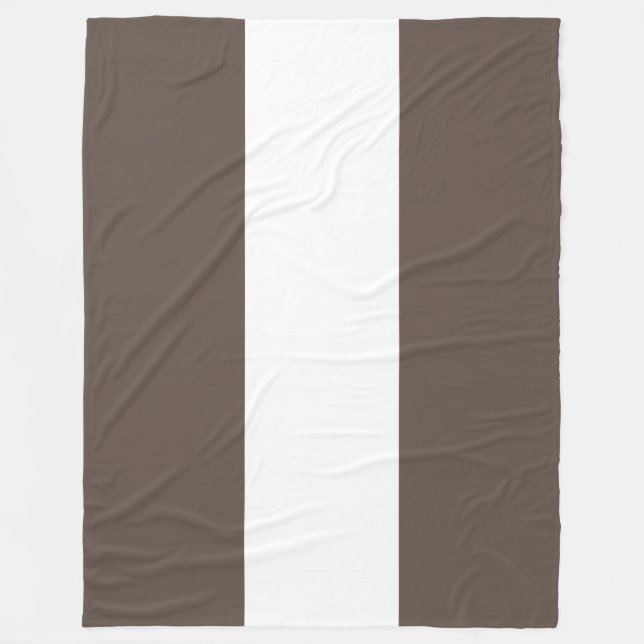 Sporty Wide Seamless Medium Brown White Stripes Fleecedecke (Vorderseite)