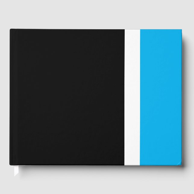 Sporty Wide Sky Blue White Edge Streifen auf schwa Gästebuch (Vorderseite)