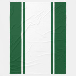 Sporty Wide White Bold Forest Green Racing Streife Fleecedecke