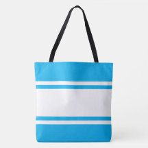 Sporty Wide White Bright Sky Blue Racing Streifen