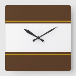 Sporty Wide White Cocoa Brown Racing Streifen Quadratische Wanduhr