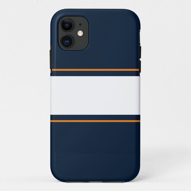 Sporty Wide White Orange Navy Blue Racing Streifen Case-Mate iPhone Hülle (Rückseite)
